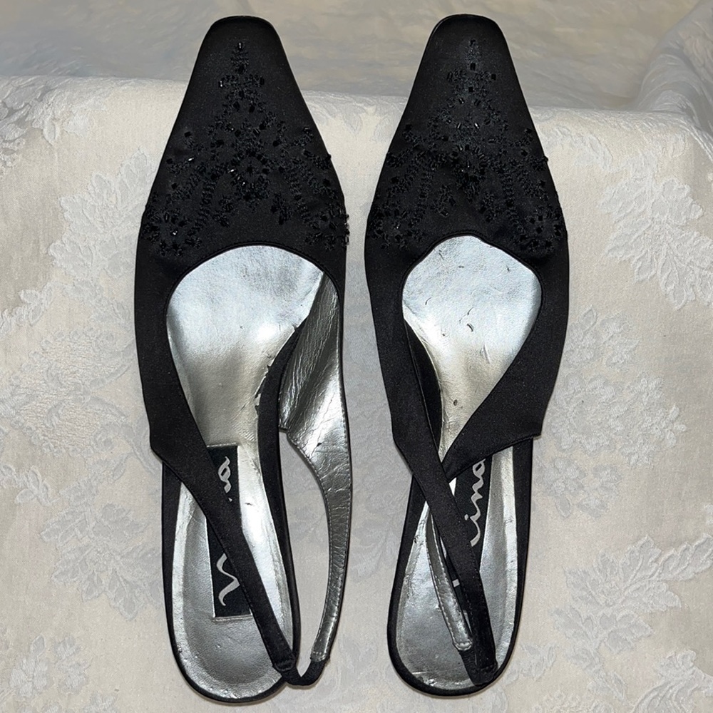Nina beaded sling back pump